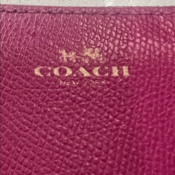 Coach Women's Burgundy Leather Wristlet - Picture 2 of 12